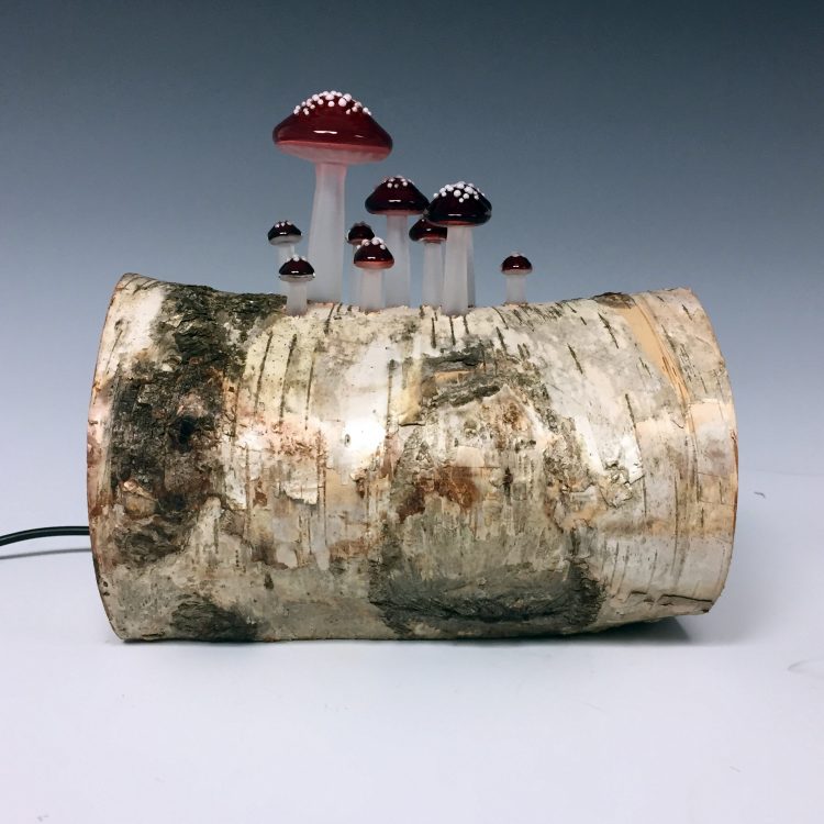Birch Mushroom Log Lamp