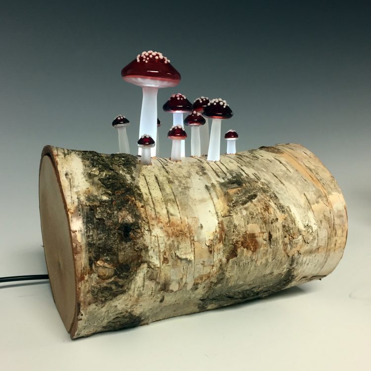 Birch Mushroom Log Lamp