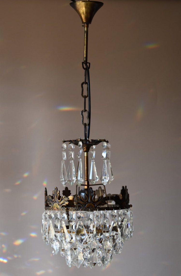 Antique French Crystal Chandelier, Vintage Ceiling Lighting, FREE EXPRESS SHIPPING,