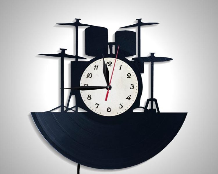 Drums Wall Clock Gift For Friend Music Lover Modern Lamp