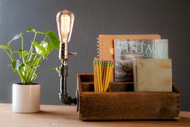 Rustic Desk Organizer Lamp 2 - Desk Lamps - iD Lights