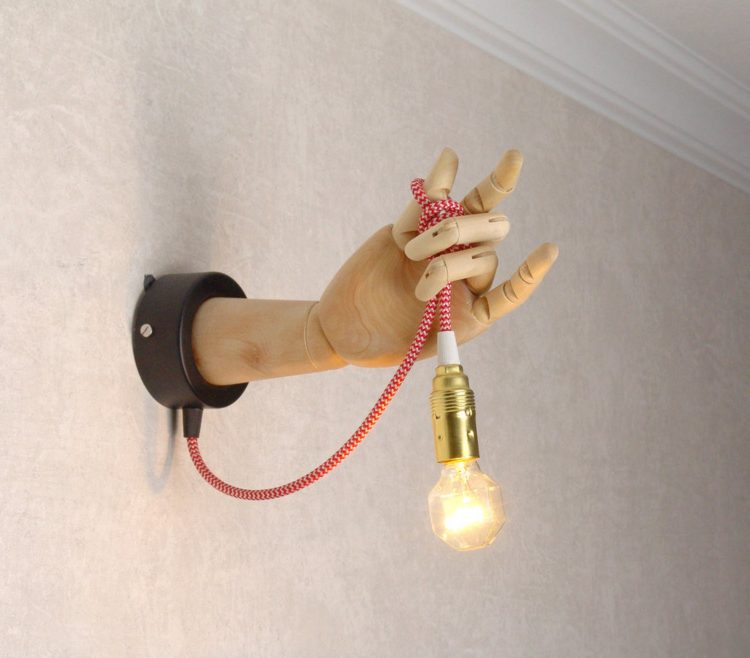 Pinocchio Hand Wooden Wall Sconce
