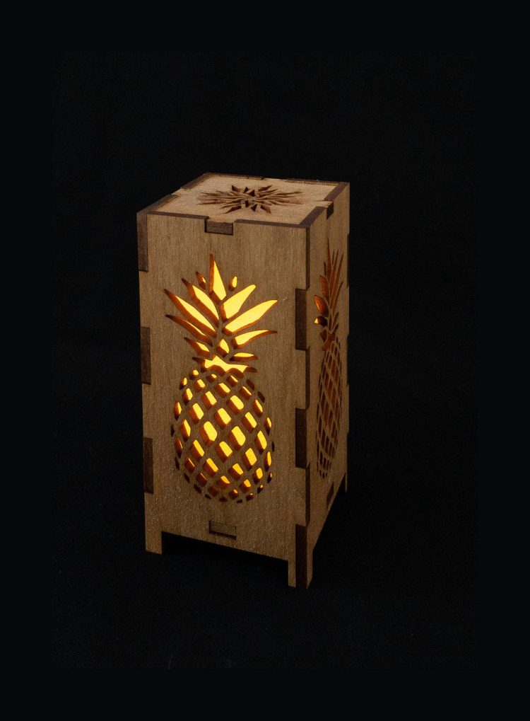 Tall Pineapple Wood Lantern