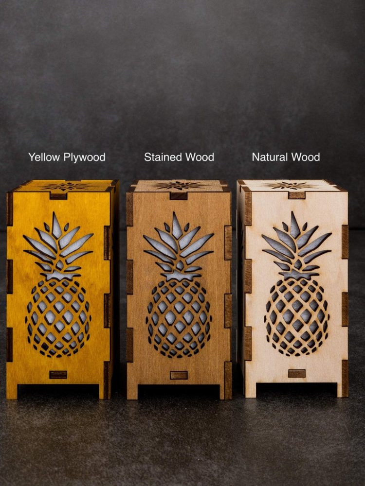 Tall Pineapple Wood Lantern