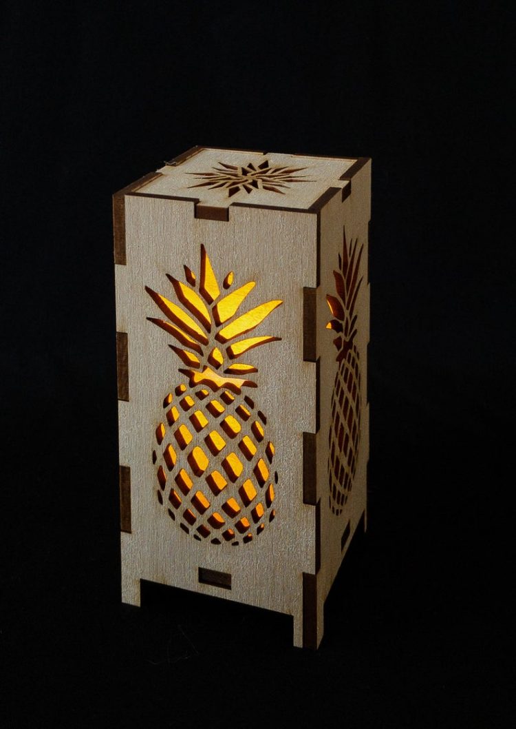 Tall Pineapple Wood Lantern