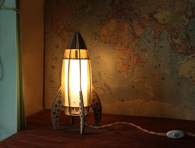 Wooden Table Lamp Shining Rocket