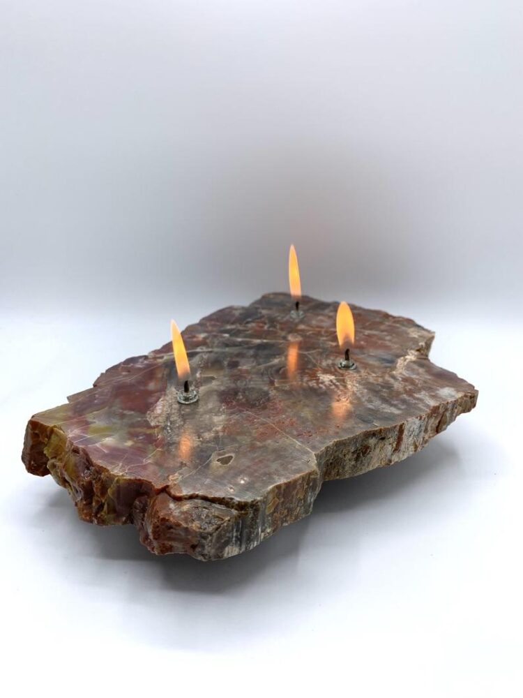 Arizona Petrified Wood 3 Wick Oil Candle Lamp 2 - Table Lamps - iD Lights