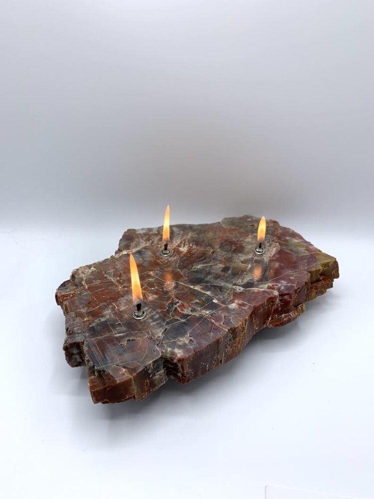 Arizona Petrified Wood 3 Wick Oil Candle Lamp 3 - Table Lamps - iD Lights