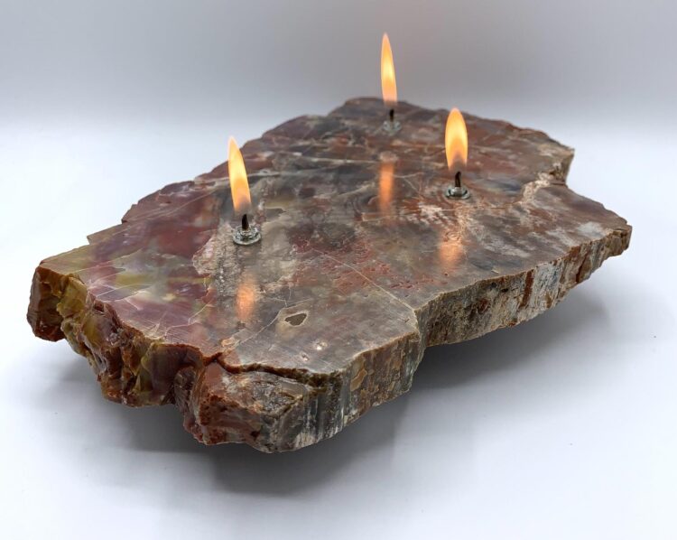 Arizona Petrified Wood 3 Wick Oil Candle Lamp 1 - Table Lamps - iD Lights