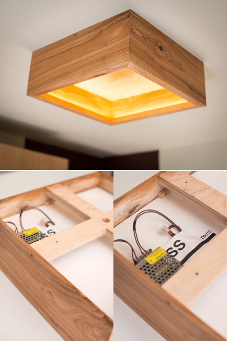 Wooden chandelier BOX 1 - Flush Mount Lighting - iD Lights